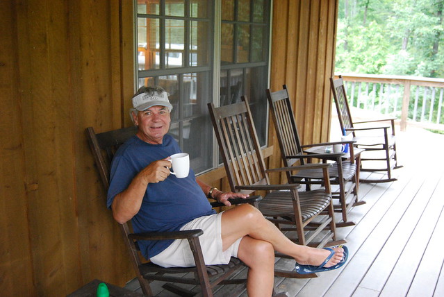 Sit a spell on the porch at Occoneechee State Park Cabin #8