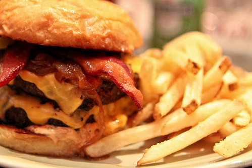 KGB Burgers; Double Bacon & Cheese Burger with Fries