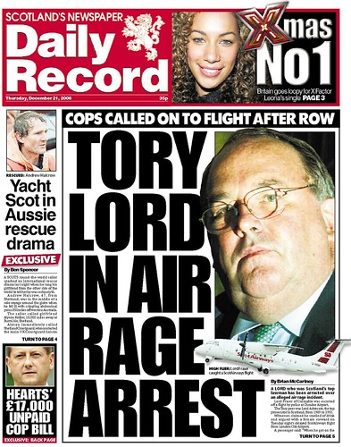 Tory Lord in Air Rage Arrest Daily Record Dec 21 2006
