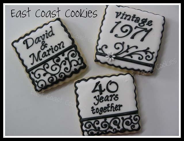 Some of the 60 40th Wedding Anniversary cookies I made a few weeks ago