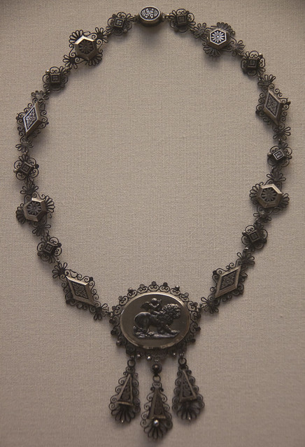 Iron and steel necklace, German or French, 1820-30