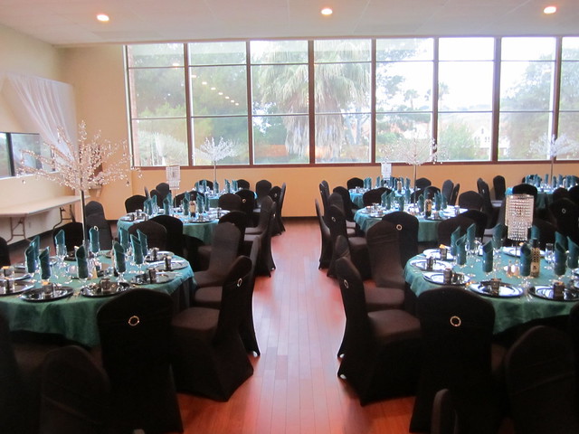 Teal Black and White Wedding Reception