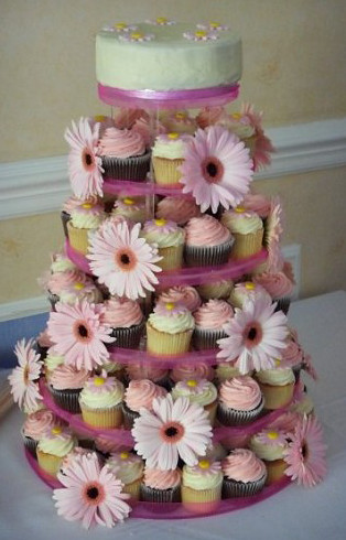 Pink Ivory Cupcake Tower Wedding at Coulsdon Golf Club Surrey