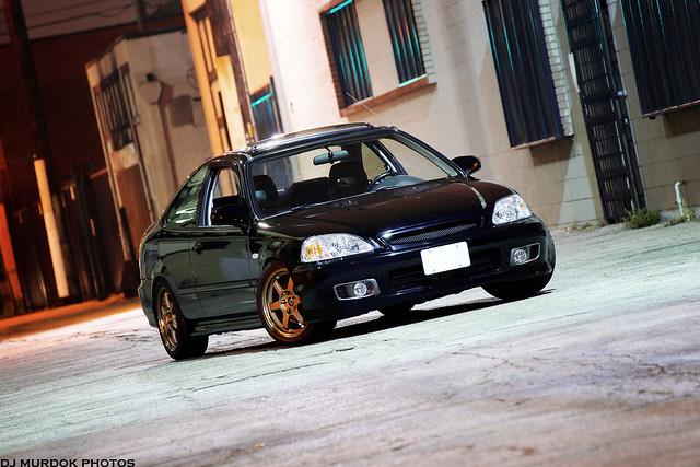 Black EM1 Si Civic Random 3am photosession with my buddy's civic in 