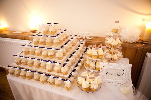 Ivory Navy Wedding Favour Cupcake Table Wedding at Winters Barn 