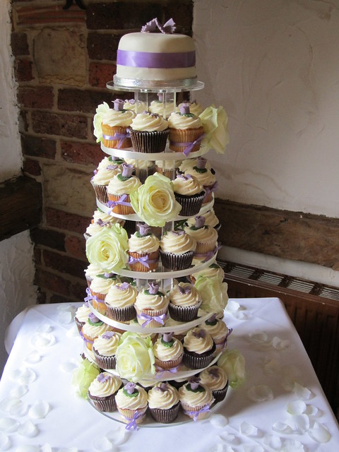 Purple Ivory Cupcake Tower Wedding at High Rocks Tunbridge Wells Kent