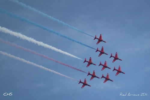 RAF Red Arrows over Carrick Roads 10th August 2011 by Stocker Images
