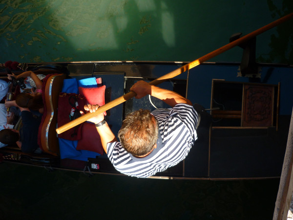 Overhead shot of gondolier by Chiew Pang