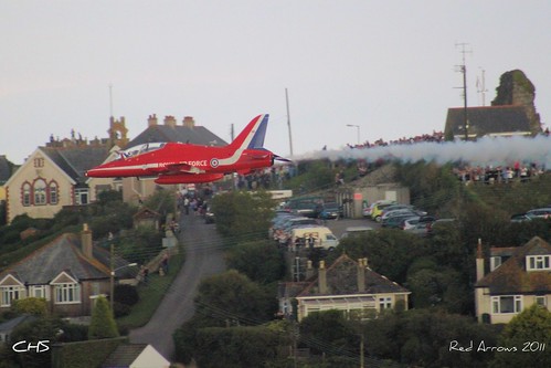 RAF Red Arrows over Fowey Regatta, 18th August 2011 by Stocker Images