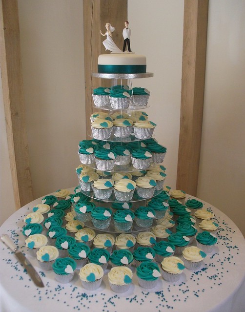 cup cake wedding cakes teal