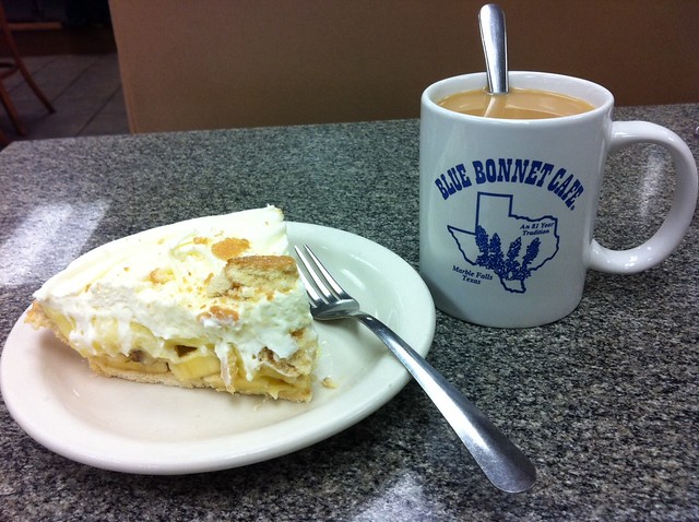 Bluebonnet Cafe - banana cream pie and coffee