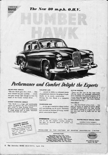 Humber Hawk Advertisement from 1956