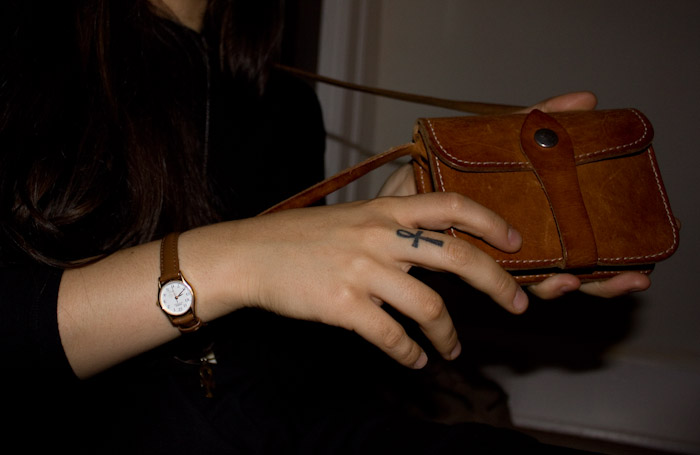 leather purse.