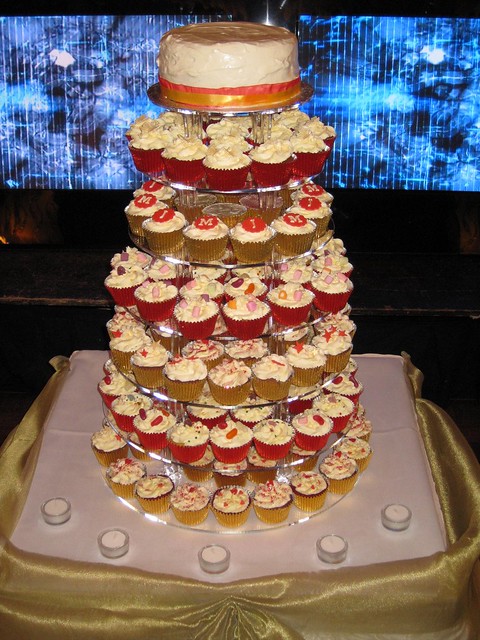 Red and Gold Wedding Tower at