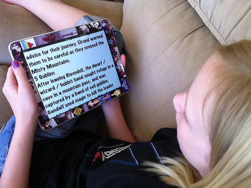Sarah using an iPad teleprompter app