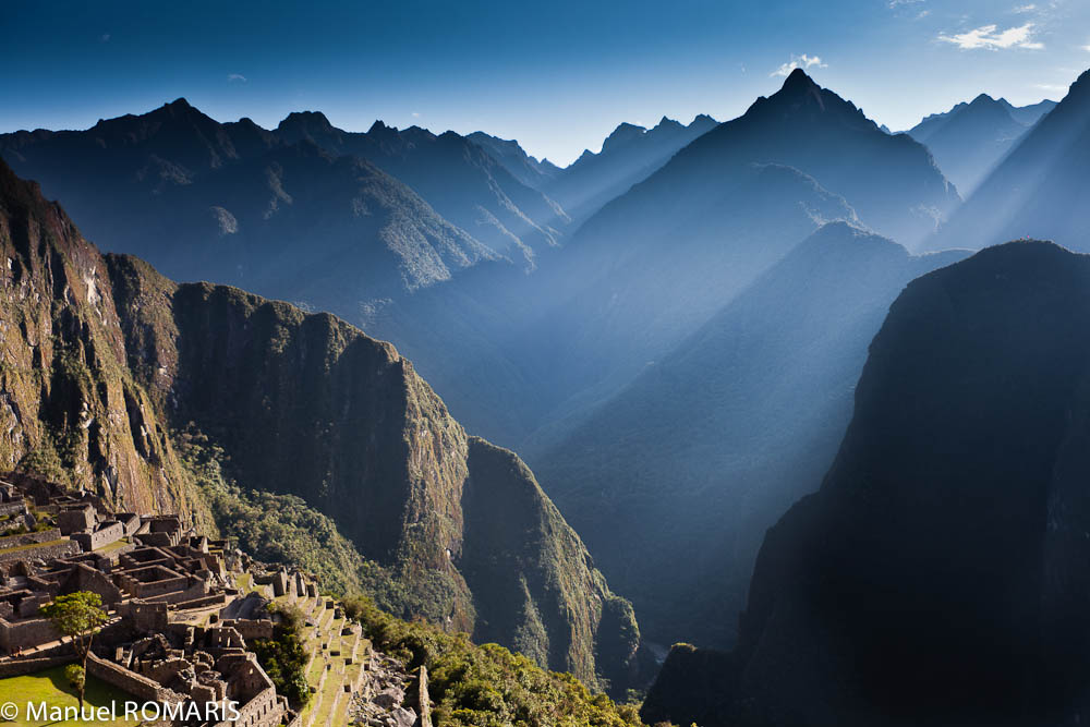 Machu Picchu, Peru, sunlight in mountains