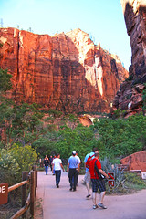 The Riverside Walk Trail, in the Temple of Sinawava. Zion National Park  Utah.