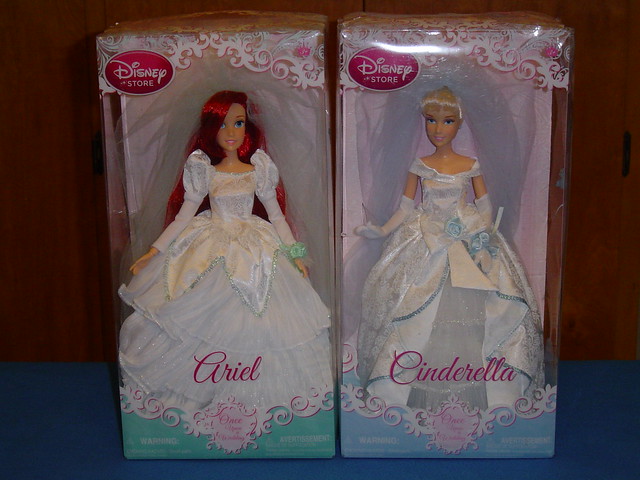 Disney Once Upon a Wedding Cinderella and Ariel Dolls In Original Boxes