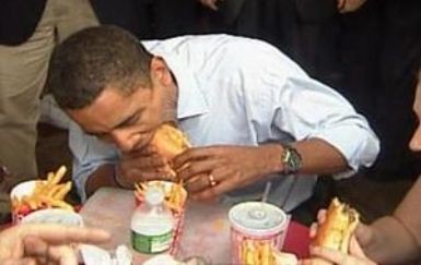 obama eating mcrib