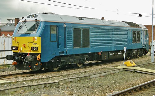 Class 67 Diesel Loco No. 67001 In Arriva Trains Blue Livery On Thunderbird Stand by - Newcastle 25thOctober 2011
