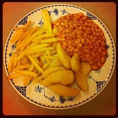 Chicken nuggets, chips and beans #comfortfood #nostalgia #food