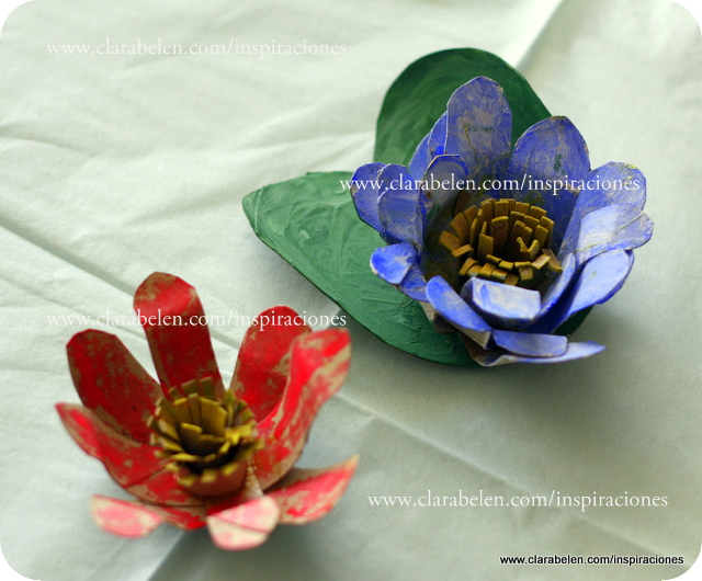 Manualidades: Originales flores de loto y nenÃºfar con rollos de papel higiÃ©nico