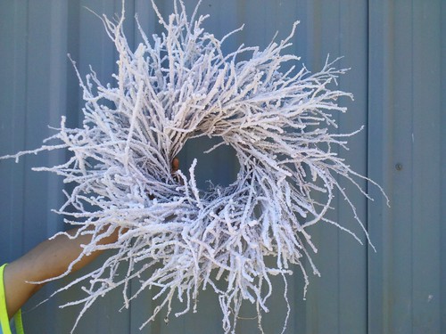flocked twig wreaths