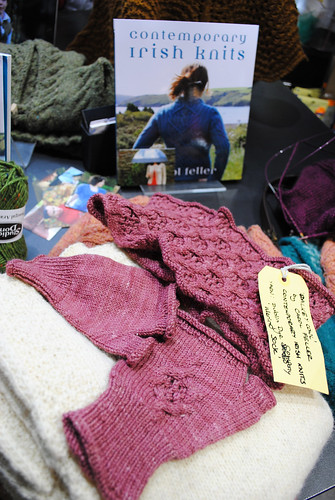 Dalkey Cowl and Fingerless Mittens in Dublin Dye Company Raspberry Merino Sock