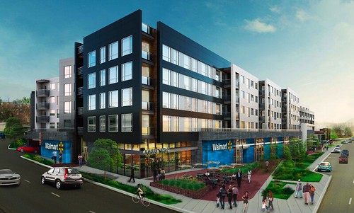 Mixed use Walmart, rendering, Fort Totten Square, DC