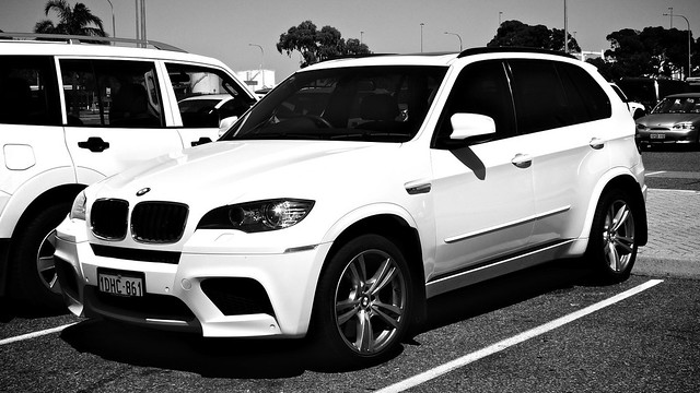White BMW X5 M parked in the Perth International Airport bmw x5m white