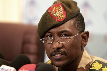 The official spokesman of the Sudanese Armed Forces, Colonel Sawarmi Khaled Saad, addresses the media in Khartoum on October 31, 2011 on the situation in South Kordofan state, where clashes have occured. by Pan-African News Wire File Photos