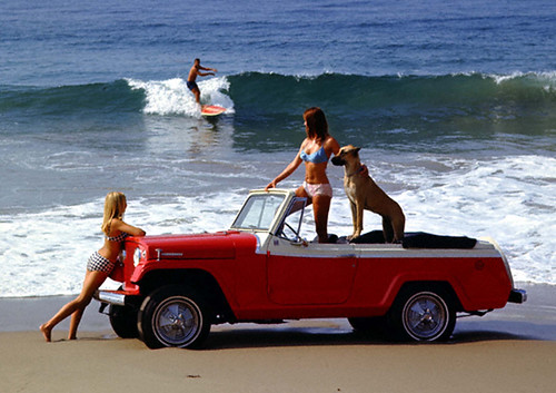 Jeep Jeepster Convertible on Beach by lee.ekstrom