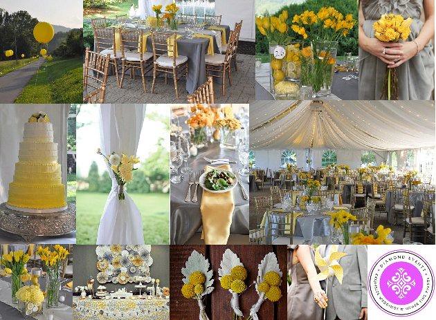 yellow and gray themed weddingsgray curtain for wedding