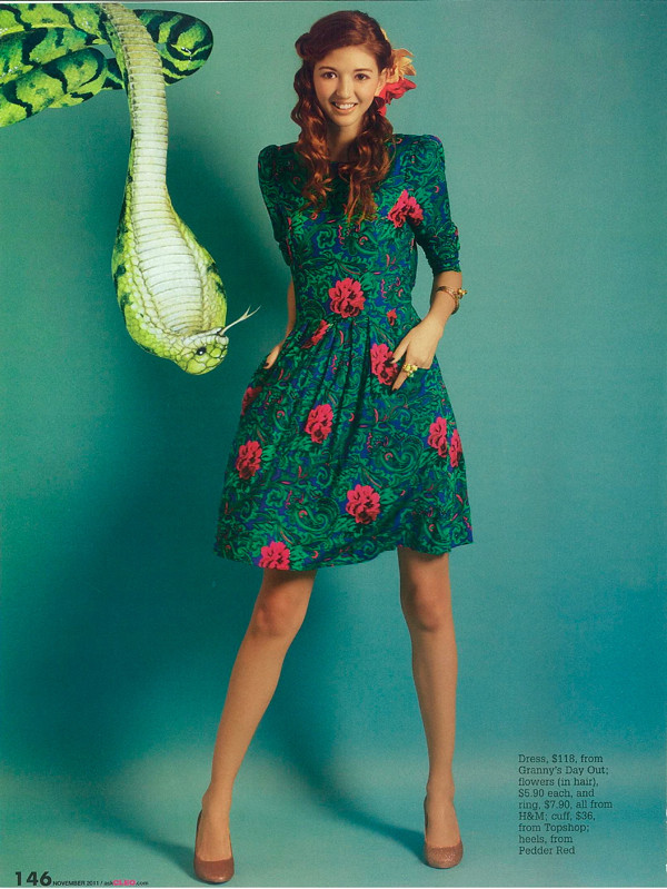 1940s-inspired Floral dress featured in Cleo Singapore, November 2011