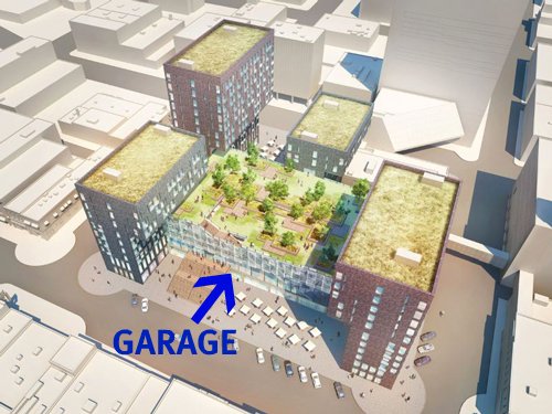 design for green-roofed parking garage, Fargo (via Architecture View)