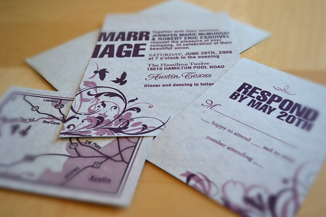 screenprinted wedding invitations Printed at the Foundry Austin TX