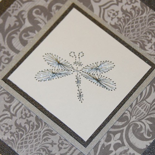 Silver and dark grey embroidered 5x5 picture