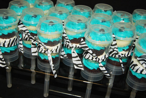 black and aqua zebra cupcake push up pops