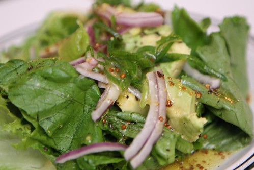 Tropicana Green Leaf With Red Onion, Avocado, Green Onion, and Mustard Vinaigrette