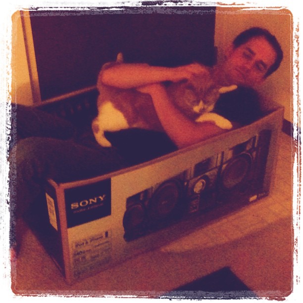 Instagram - Ryan and Auggie in a box