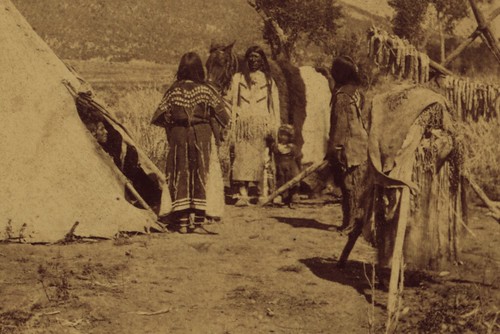 (animated stereo) Visiting a Ute Elk-skinned tent, 1874