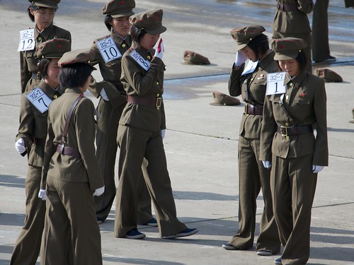 A quick break at marching practice North Korea