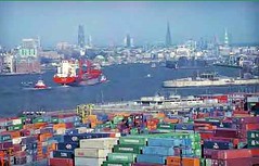 containers in Hamburg's commercial port (via Hamburg, European Green Capital application)