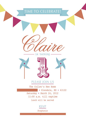 Claire 1st Birthday Invitation No Contact