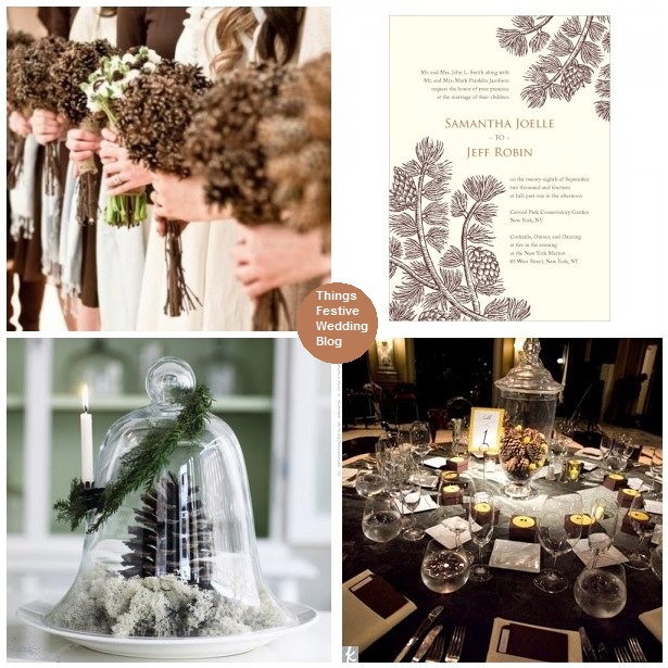 Pine cones are such an inviting addition to winter wedding decor