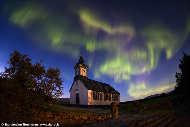 Aurora Borealis at Þingvellir National Park, south-west Iceland