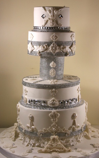 The ultimate princess cake A four tier bling wedding cake decorated with 