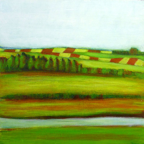 Landscape mixed media painting tutorial :  Farming landscape
