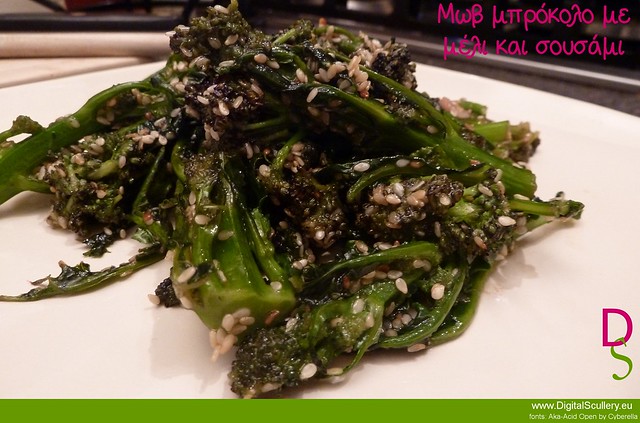 Purple Sprouting Broccoli with sesame and honey