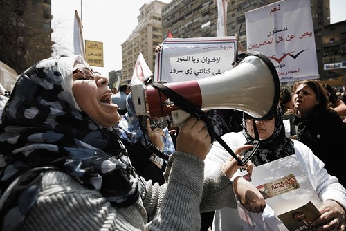 A demonstration in Cairo demanding that non-politicians draft the new constitution. Egypt's Muslim Brotherhood may seek the presidency. by Pan-African News Wire File Photos